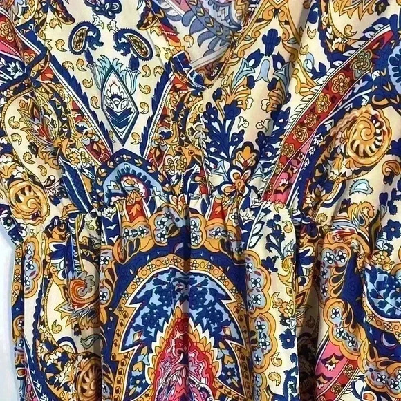 SHEIN VCAY Paisley Print Lune batwing sleeve Dress elastic waist size Large - Picture 4 of 9